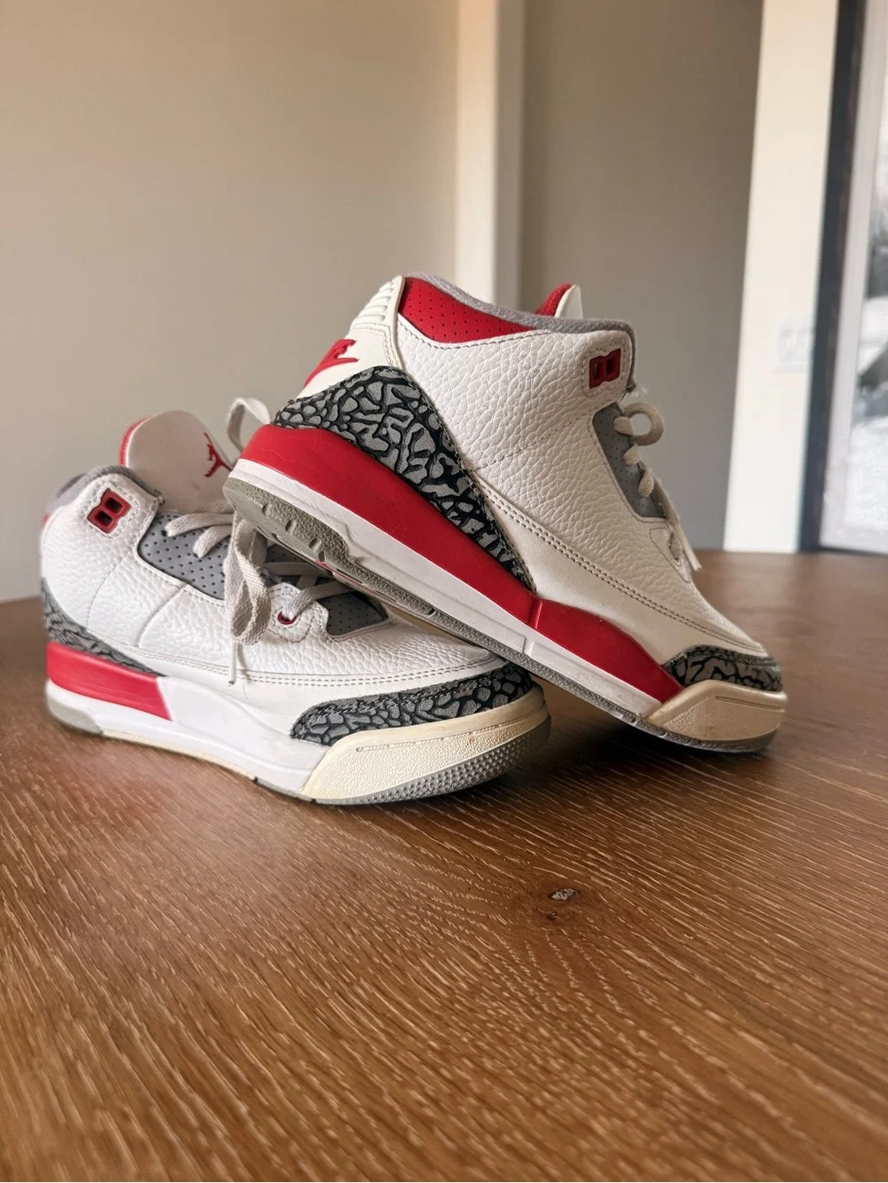 Nike Kids White, Red & Gray Retro Basketball Sneakers
